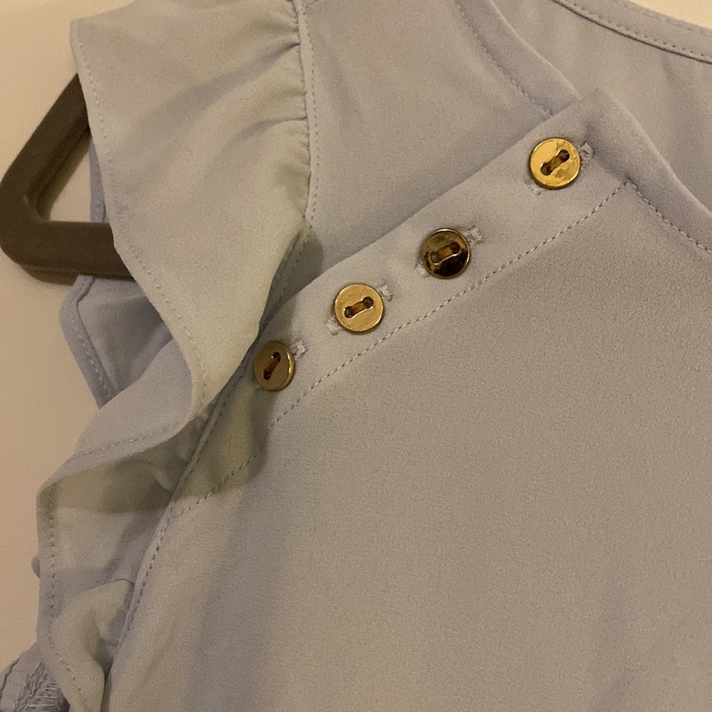 LOFT Blue Ruffle Sleeve Top - Picture 4 of 6